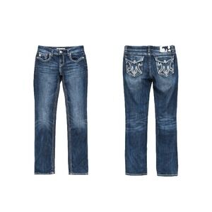 MEK Denim Oaxaca Dark Wash‎ Straight Jeans Y2K 2010s Indie Sleaze Embroidered 29
